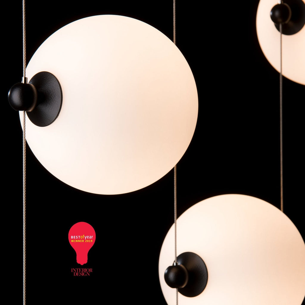 Abacus 5-Light Floor to Ceiling Plug-In LED Lamp LED Opal Glass (GG) in Black