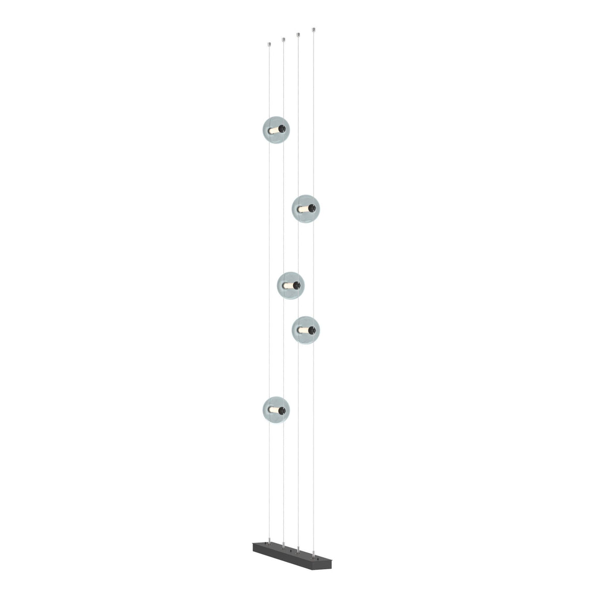 Abacus 5-Light Floor to Ceiling Plug-In LED Lamp LED Cool Grey Glass (YL) in Black