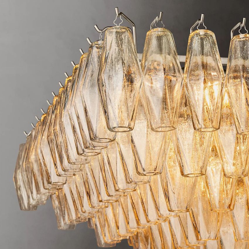 Mia Clear Glass Tiered Rectangular Chandelier For Dinning Room