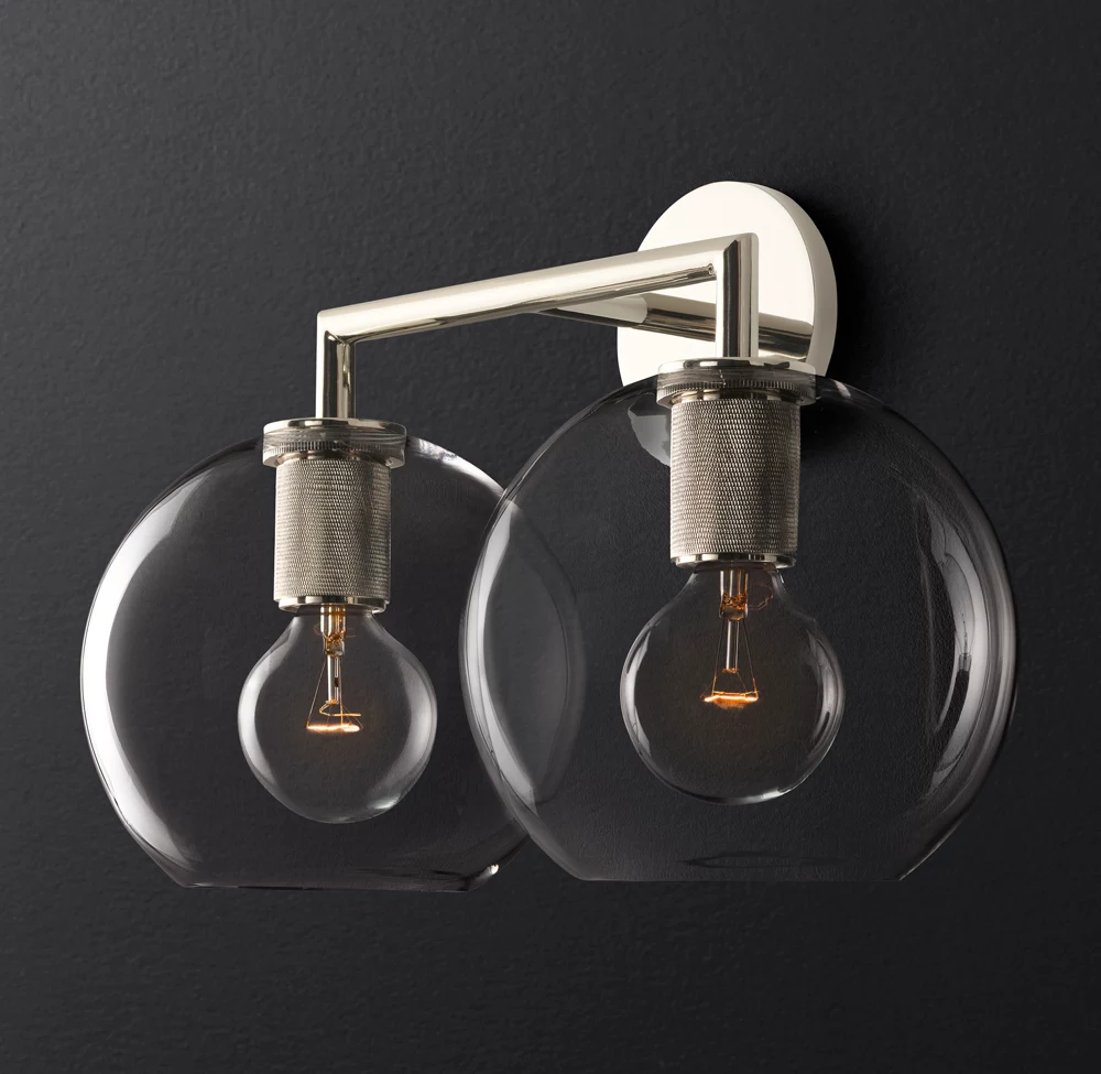 Utilitaire Glass Shade Double Head Wall Sconce