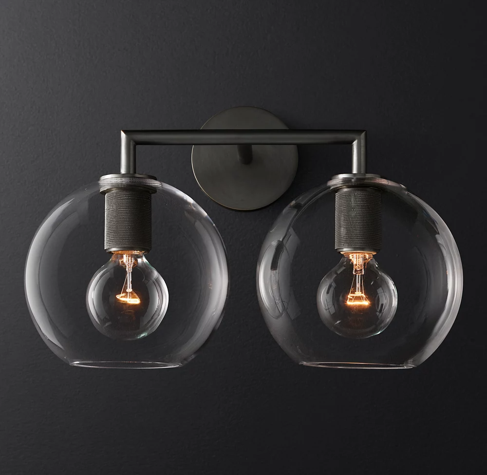 Utilitaire Glass Shade Double Head Wall Sconce