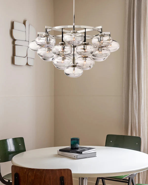 Curvette Clear Glass Round Chandelier 48"