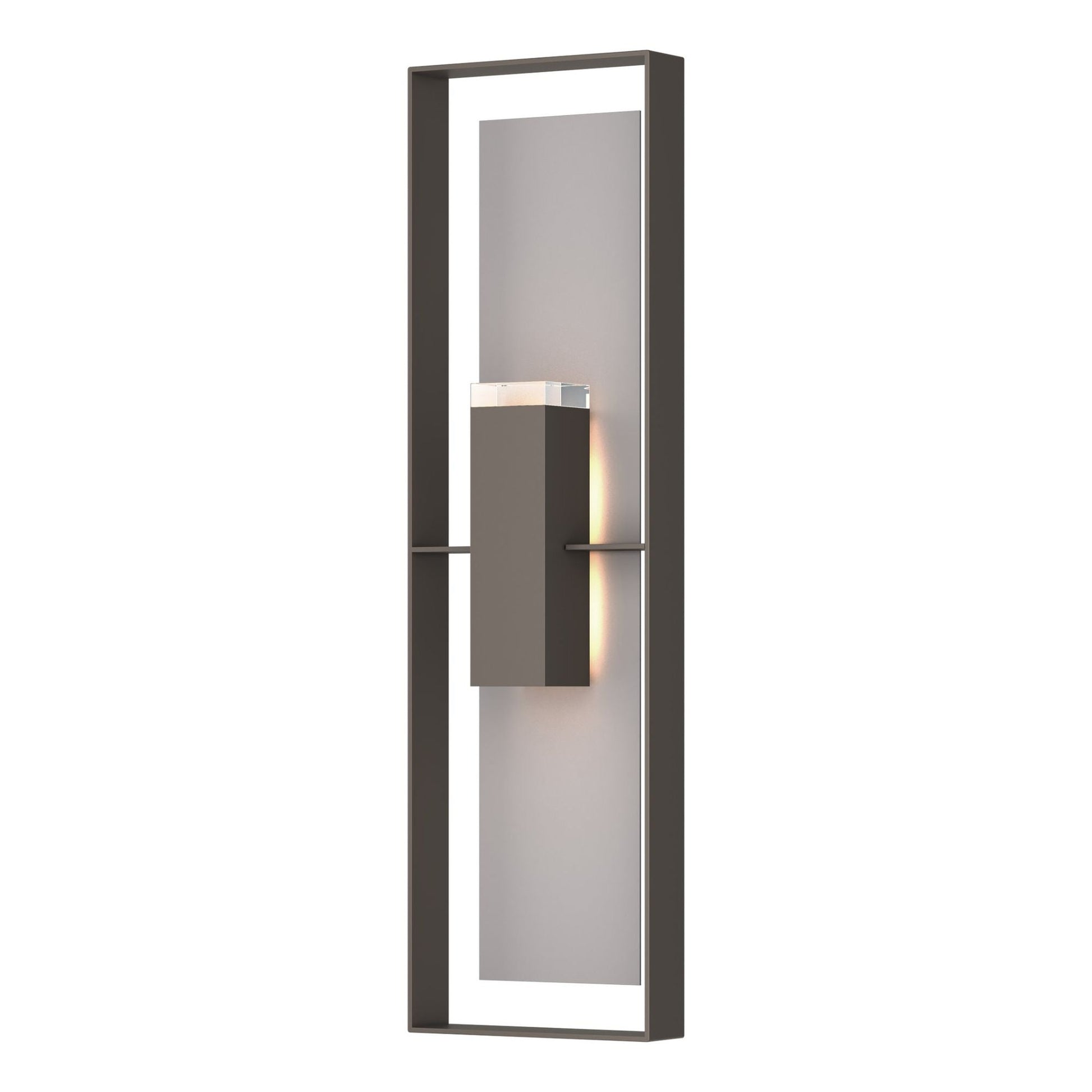Shadow Box Extra Tall Sconce 2-Light Coastal Burnished Steel Accent Clear Glass (ZM) in Coastal Dark Smoke
