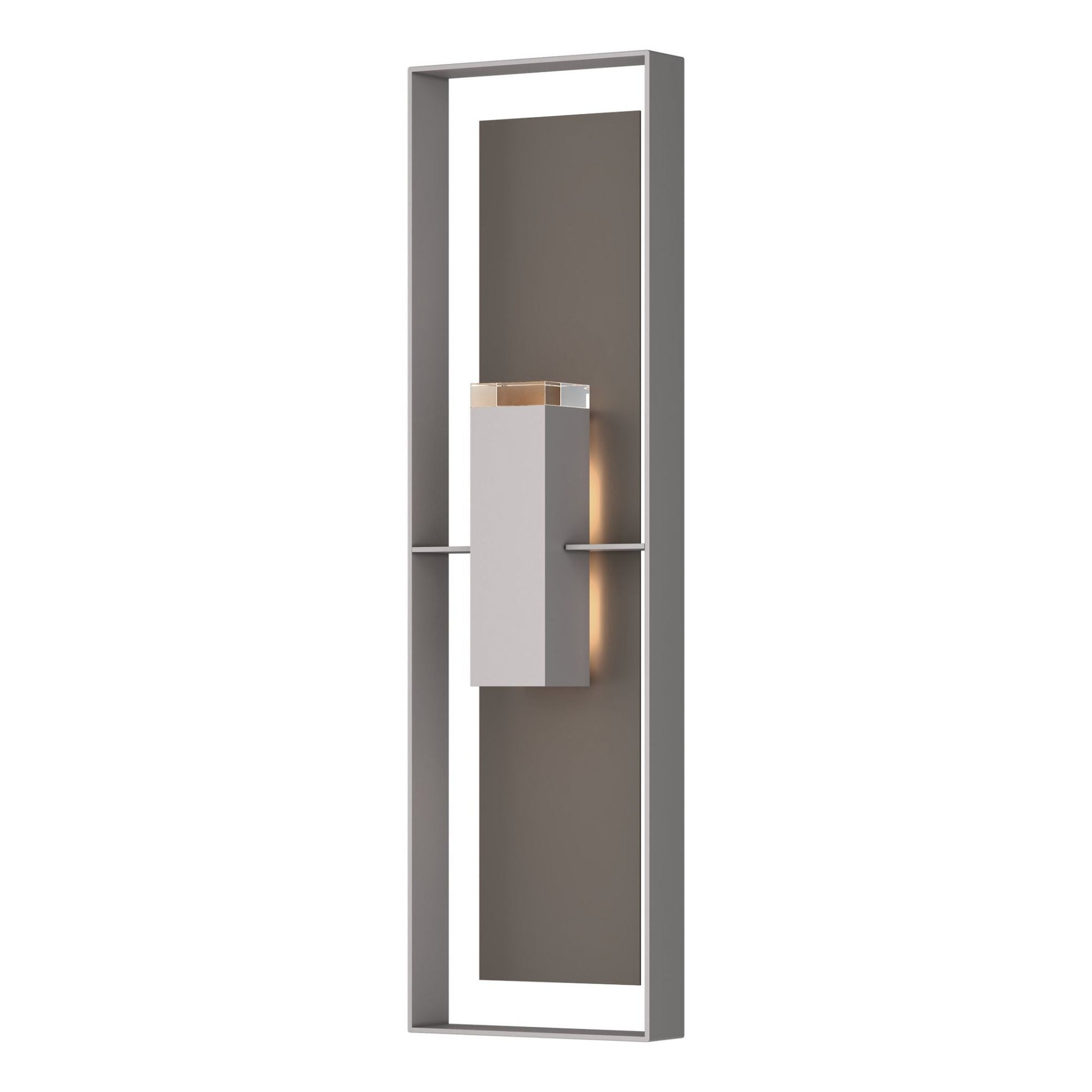 Shadow Box Extra Tall Sconce 2-Light Coastal Dark Smoke Accent Clear Glass (ZM) in Coastal Burnished Steel