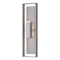 Shadow Box Extra Tall Sconce 2-Light Coastal Burnished Steel Accent Clear Glass (ZM) in Coastal Burnished Steel