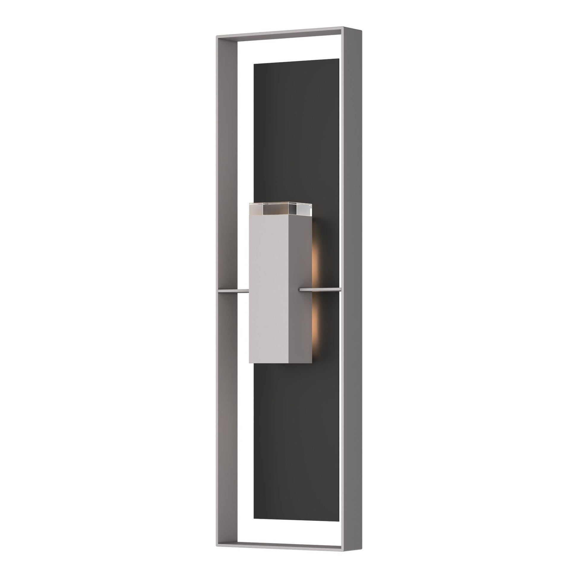 Shadow Box Extra Tall Sconce 2-Light Coastal Black Accent Clear Glass (ZM) in Coastal Burnished Steel