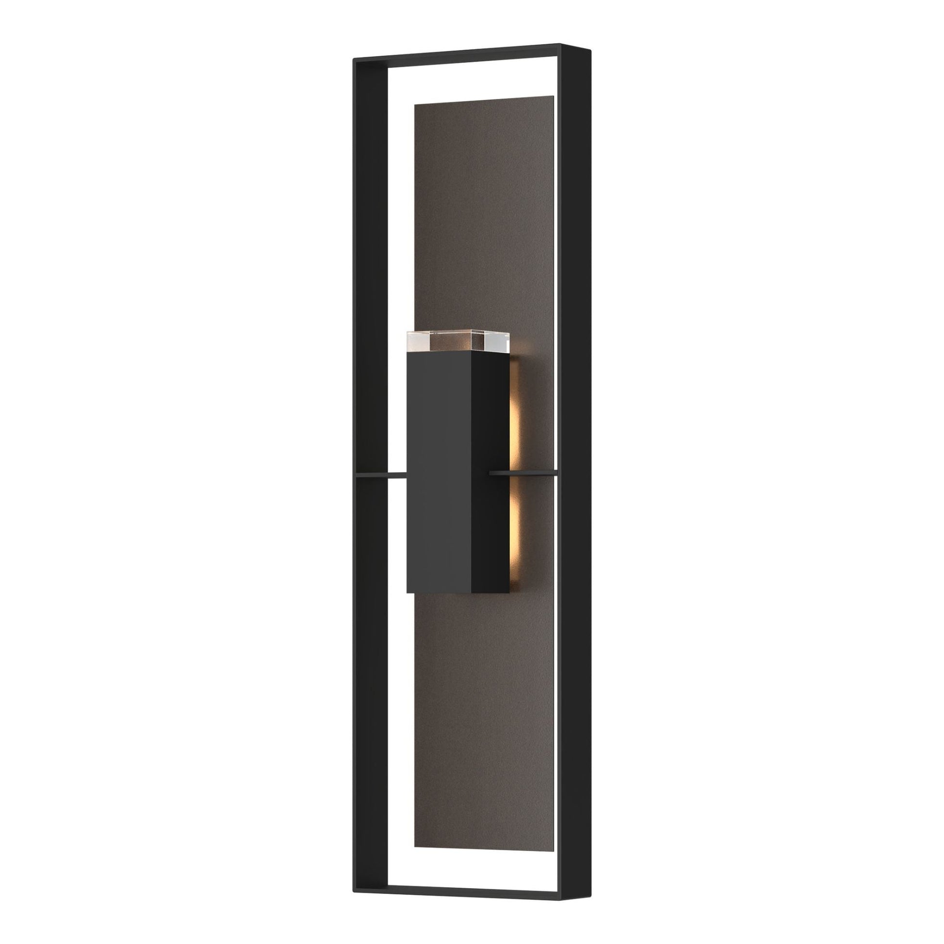 Shadow Box Extra Tall Sconce 2-Light Coastal Oil Rubbed Bronze Accent Clear Glass (ZM) in Coastal Black