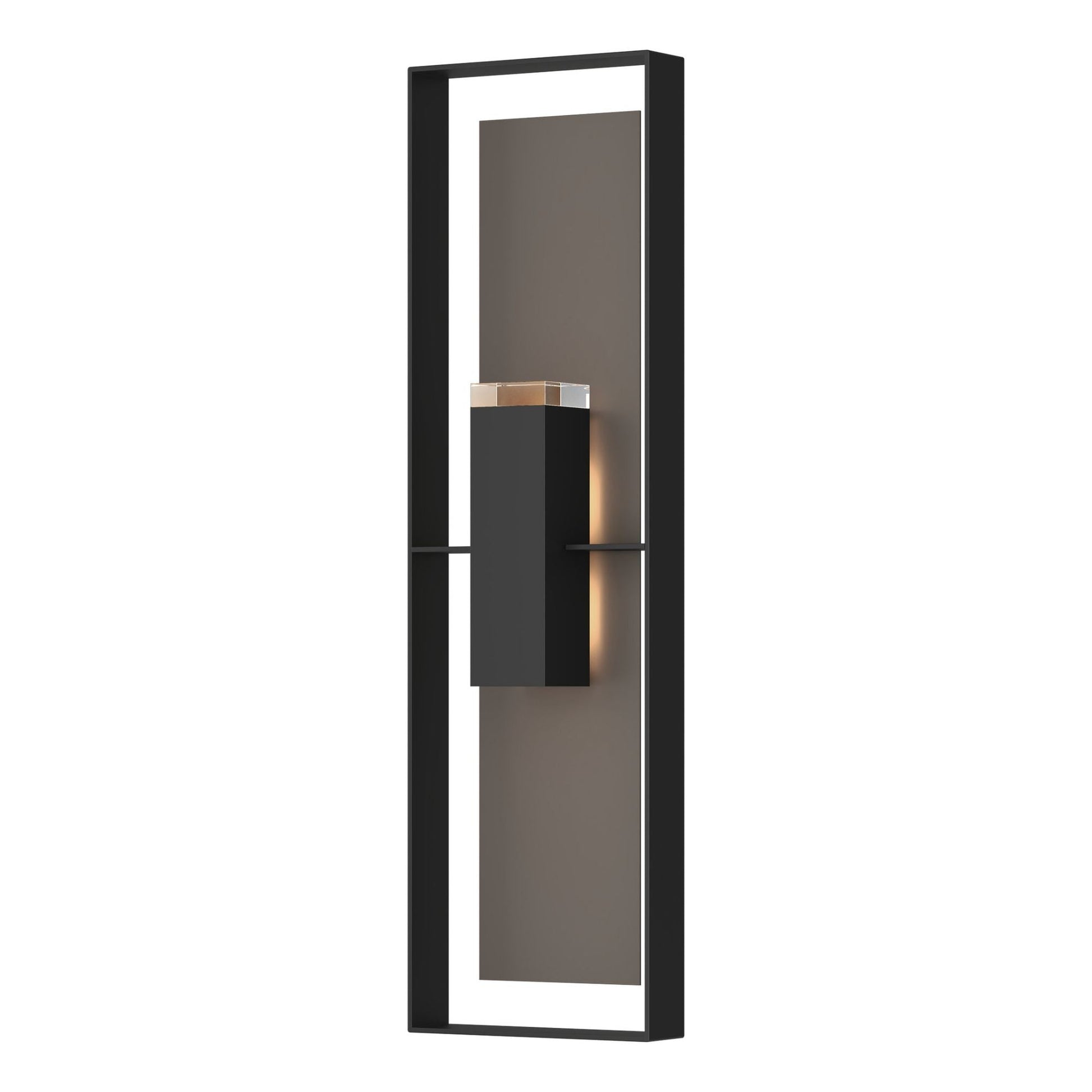 Shadow Box Extra Tall Sconce 2-Light Coastal Dark Smoke Accent Clear Glass (ZM) in Coastal Black