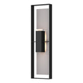 Shadow Box Extra Tall Sconce 2-Light Coastal Burnished Steel Accent Clear Glass (ZM) in Coastal Black