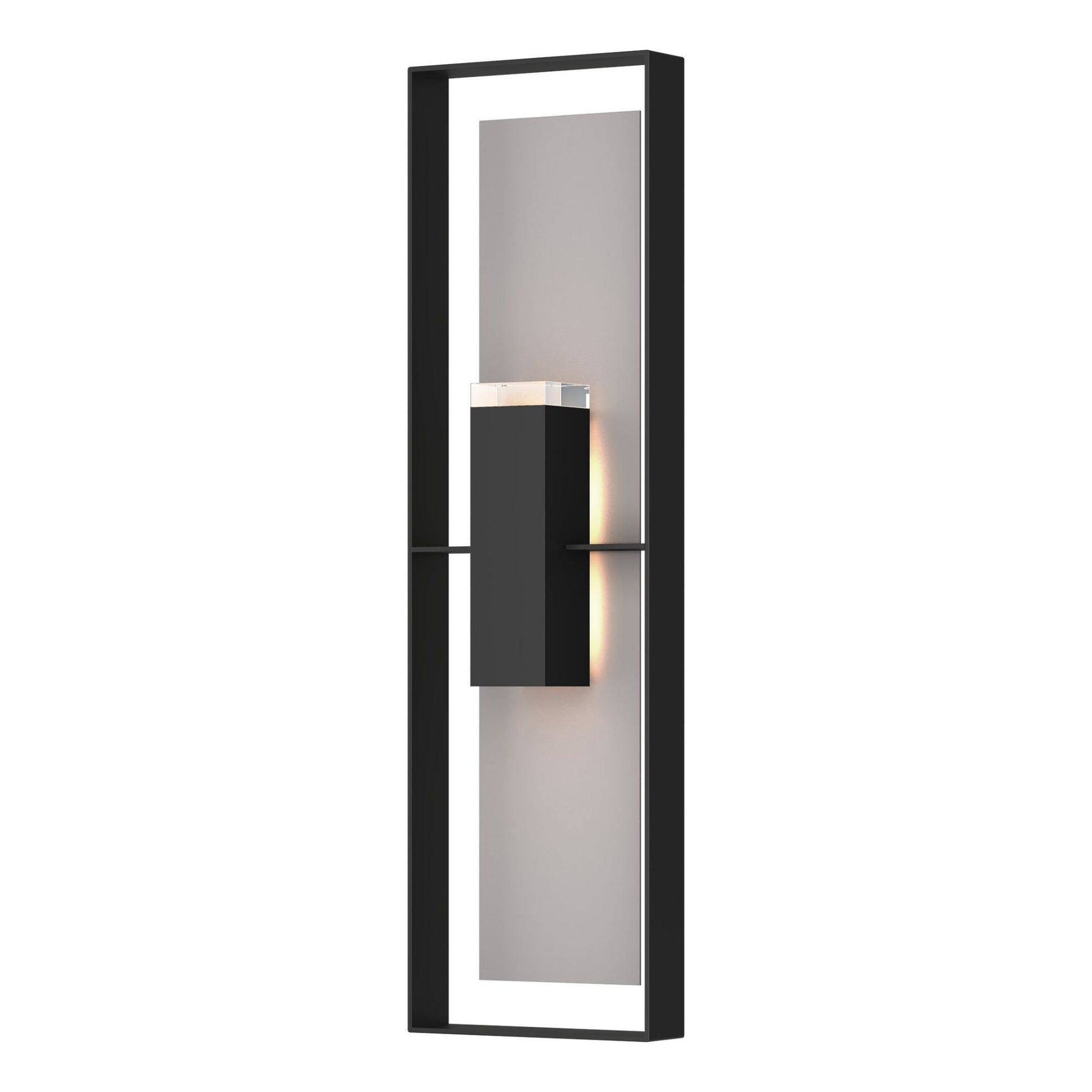 Shadow Box Extra Tall Sconce 2-Light Coastal Burnished Steel Accent Clear Glass (ZM) in Coastal Black