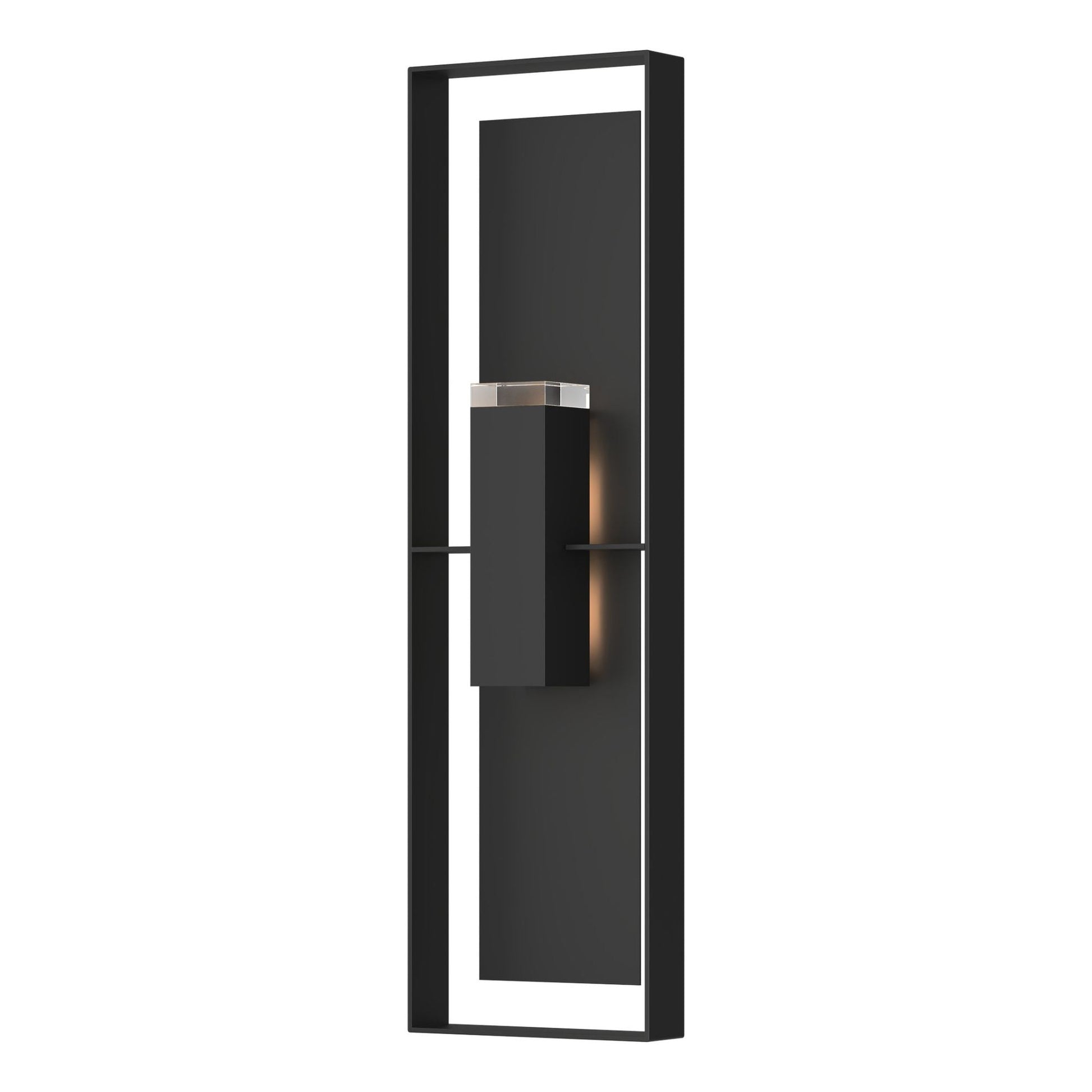 Shadow Box Extra Tall Sconce 2-Light Coastal Black Accent Clear Glass (ZM) in Coastal Black