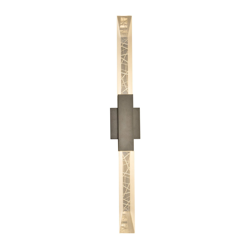 Refraction Large Outdoor Sconce 2-Light Clear Glass (ZM) in Coastal Dark Smoke