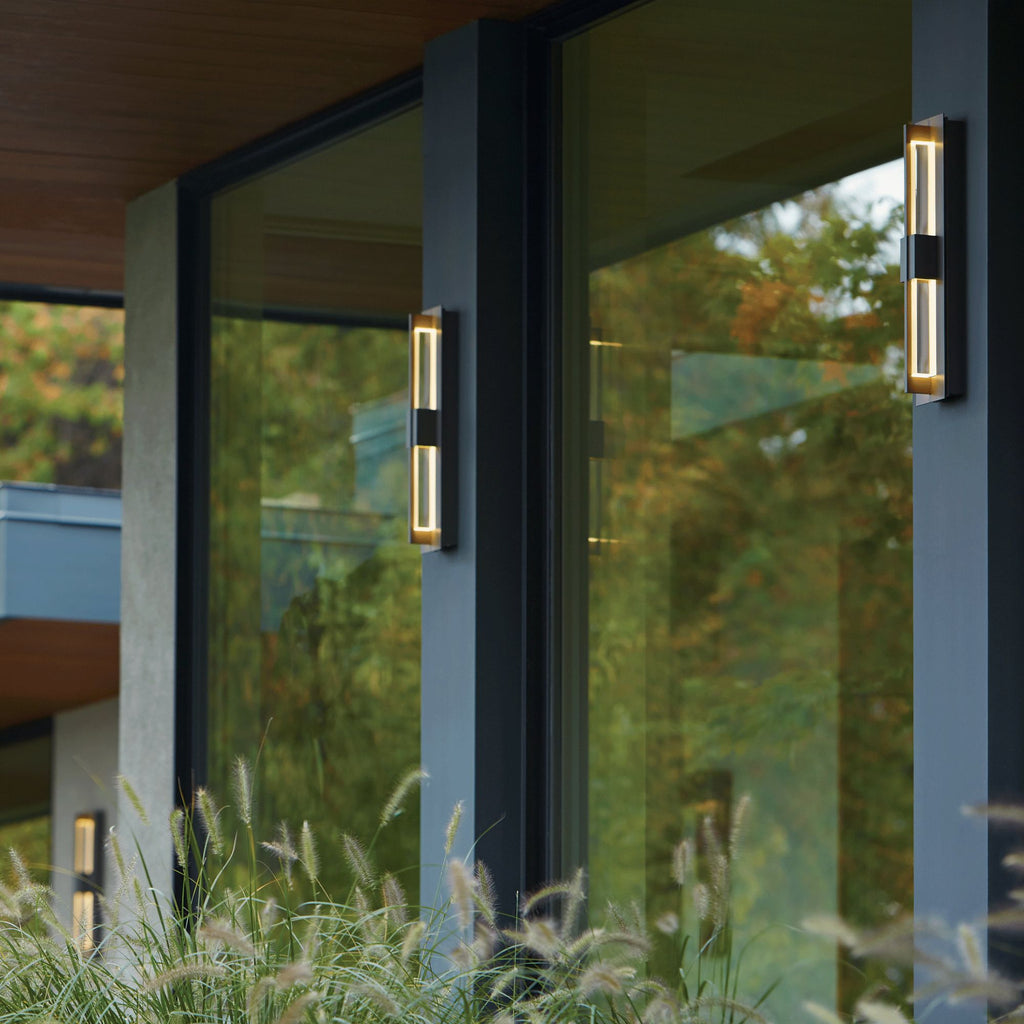 Double Axis Small LED Outdoor Sconce LED Clear Glass (ZM) in Coastal Dark Smoke