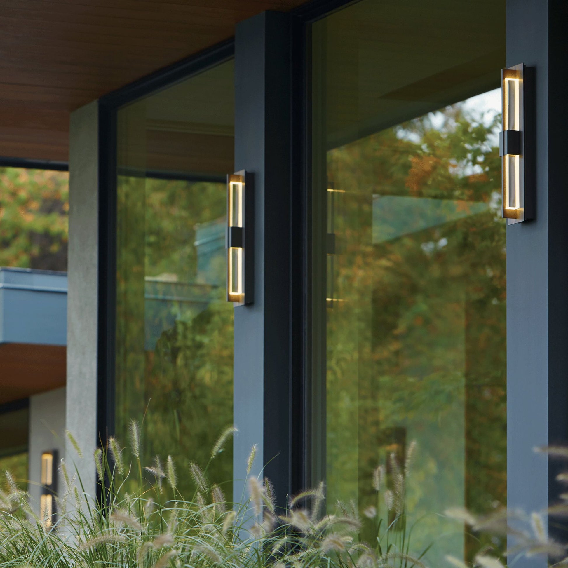 Double Axis Small LED Outdoor Sconce LED Clear Glass (ZM) in Coastal Dark Smoke