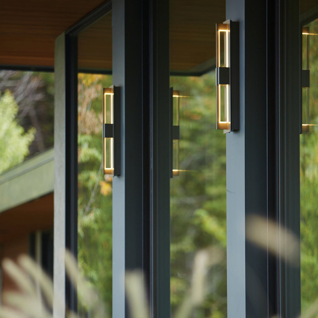 Double Axis Large LED Outdoor Sconce LED Clear Glass (ZM) in Coastal Burnished Steel