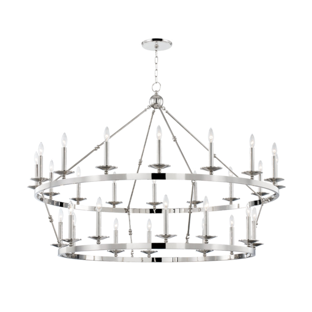 Allendale 28-Light Chandelier in Polished Nickel 58L x 58W x 40.75H