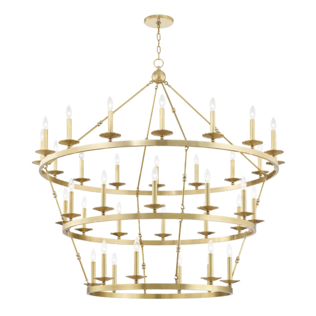 Allendale 36-Light Chandelier in Aged Brass 58L x 58W x 54.25H