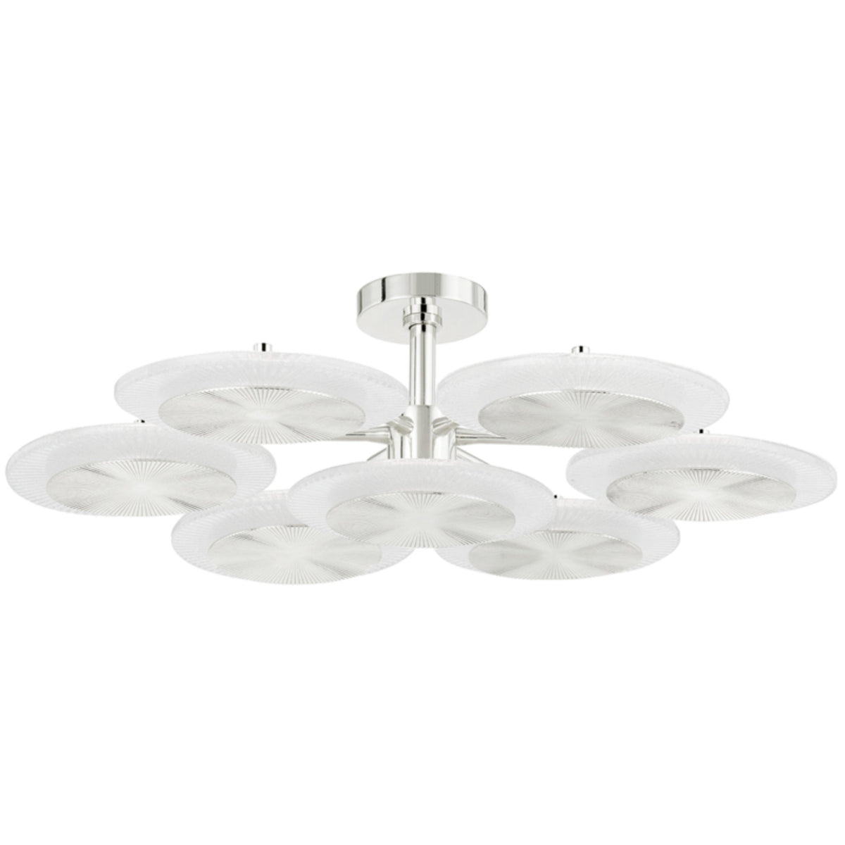 Topaz 7-Light Semi Flush in Polished Nickel 37.75L x 37.75W x 10.25H