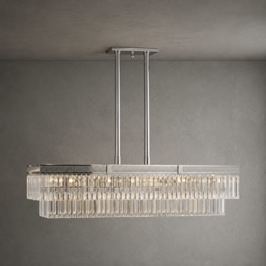 American Brass And Crystal American Brass And Crystal Valencia Modern Linear 16 Inch 12 Light Linear Suspension Light Cp477435