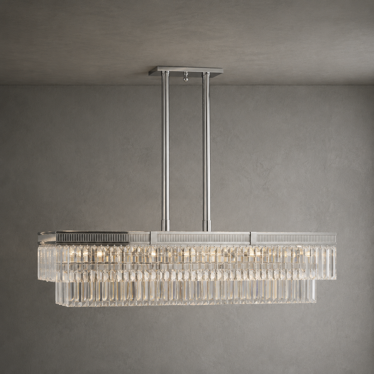 American Brass And Crystal American Brass And Crystal Valencia Modern Linear 16 Inch 12 Light Linear Suspension Light Cp477435
