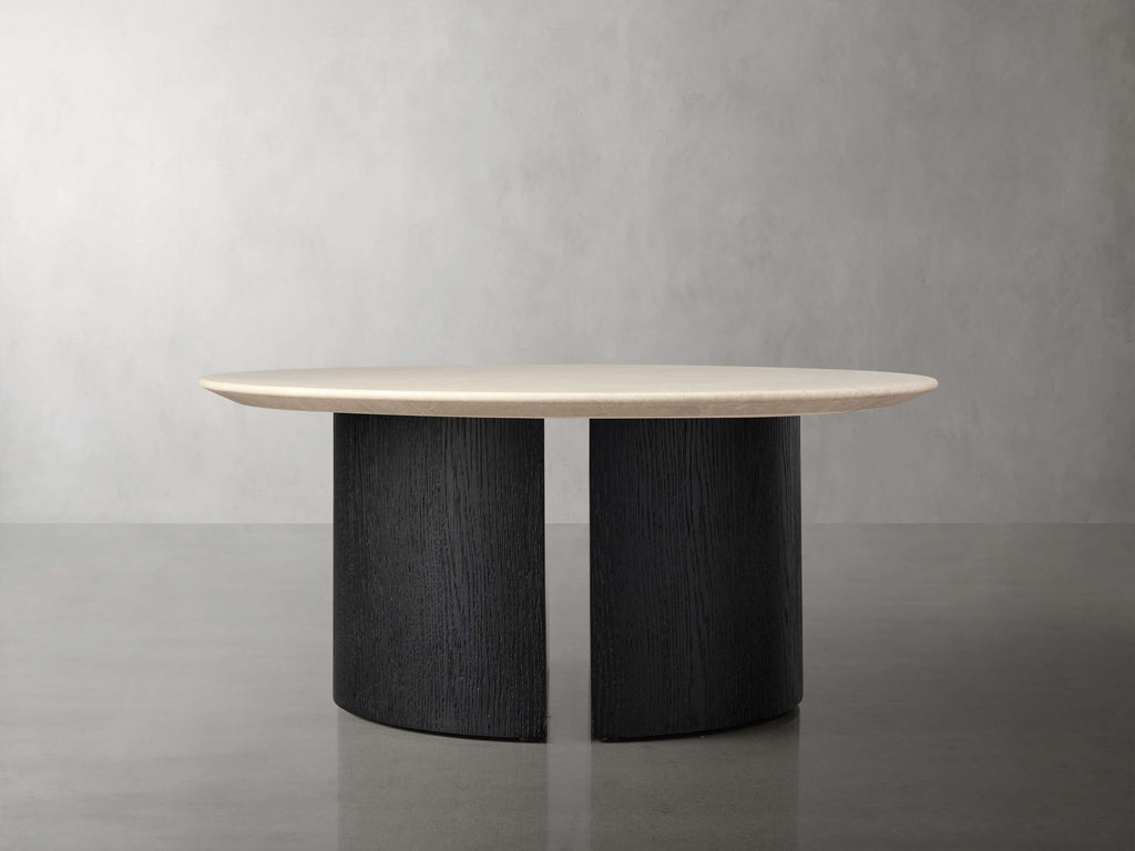 Saint Germain Round Stone Coffee Table with Dauphine Base