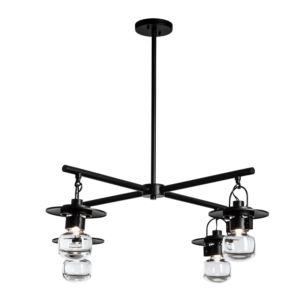 Mason Outdoor 4-Light Pendant 4-Light Clear Glass (ZM) in Coastal Black