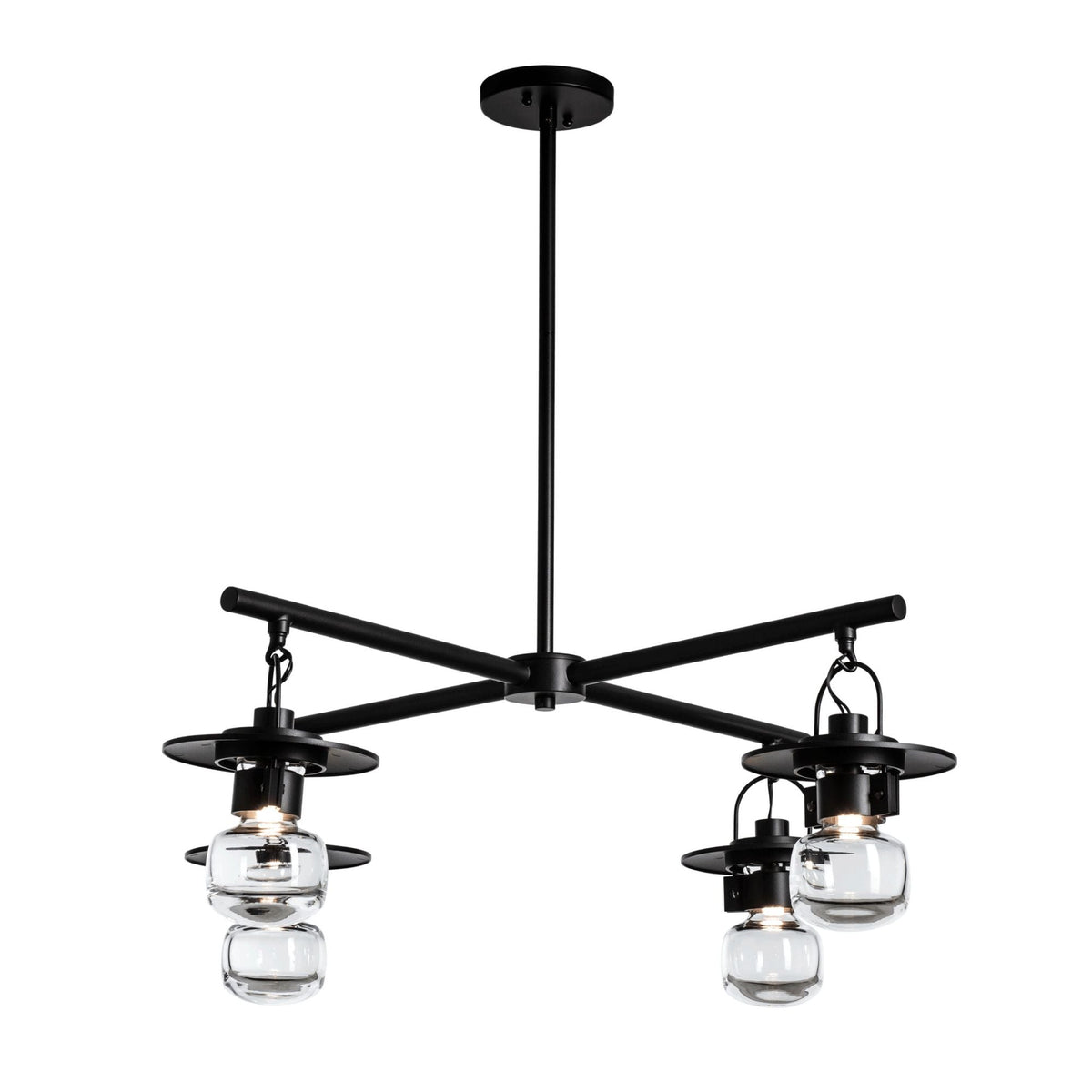 Mason Outdoor 4-Light Pendant 4-Light Clear Glass (ZM) in Coastal Black