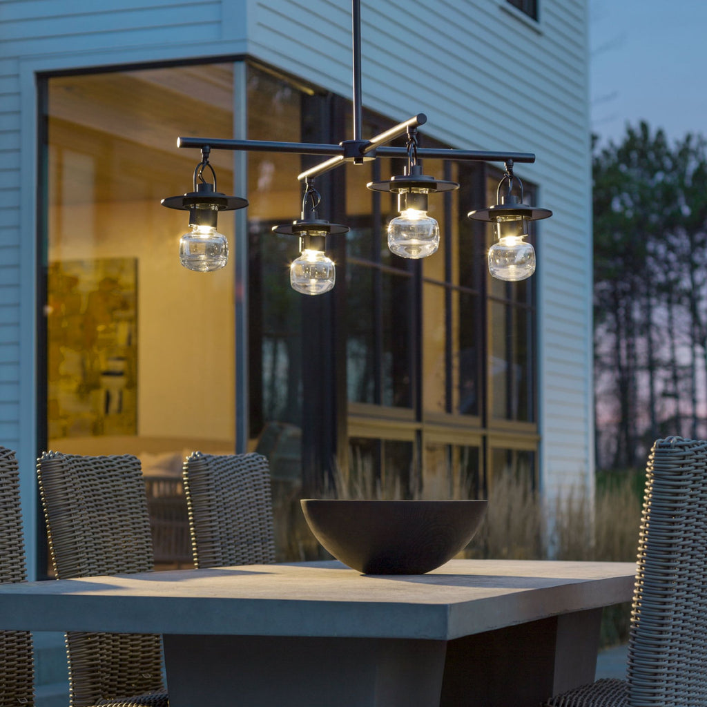 Mason Outdoor 4-Light Pendant 4-Light Clear Glass (ZM) in Coastal Black