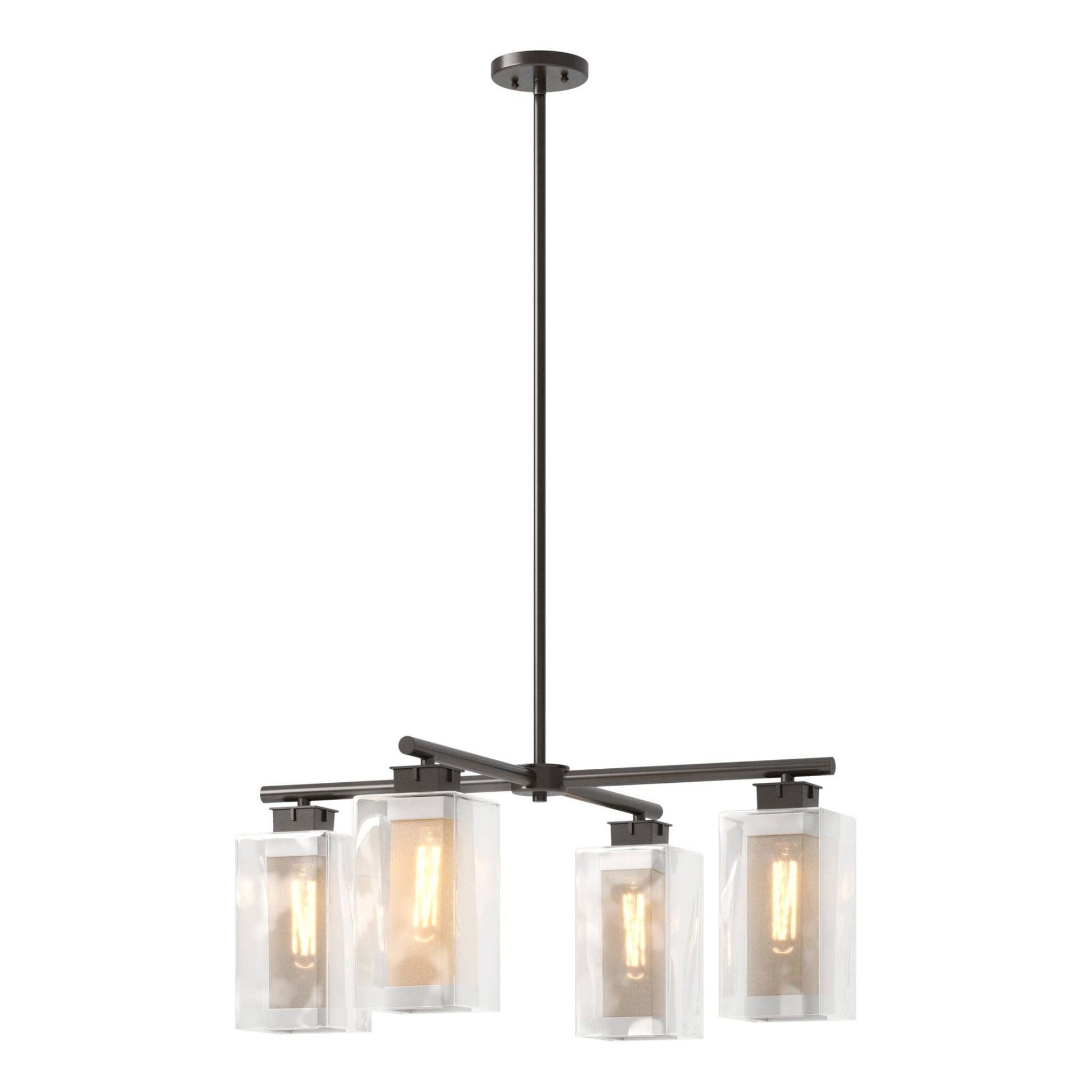Polaris Outdoor 4-Light Pendant 4-Light Coastal Silver Accent Clear Glass (ZM) in Coastal Oil Rubbed Bronze