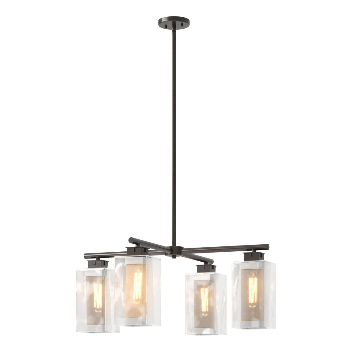 Polaris Outdoor 4-Light Pendant 4-Light Coastal Silver Accent Clear Glass (ZM) in Coastal Oil Rubbed Bronze