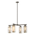 Polaris Outdoor 4-Light Pendant 4-Light Coastal Gold Accent Clear Glass (ZM) in Coastal Dark Smoke