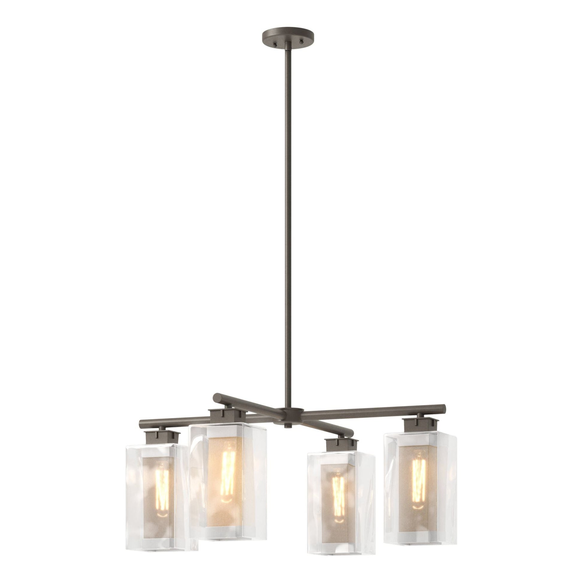 Polaris Outdoor 4-Light Pendant 4-Light Coastal Silver Accent Clear Glass (ZM) in Coastal Dark Smoke