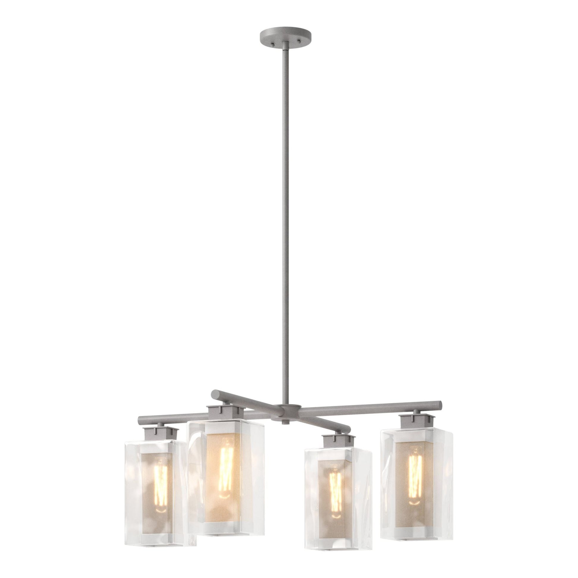 Polaris Outdoor 4-Light Pendant 4-Light Coastal Silver Accent Clear Glass (ZM) in Coastal Burnished Steel