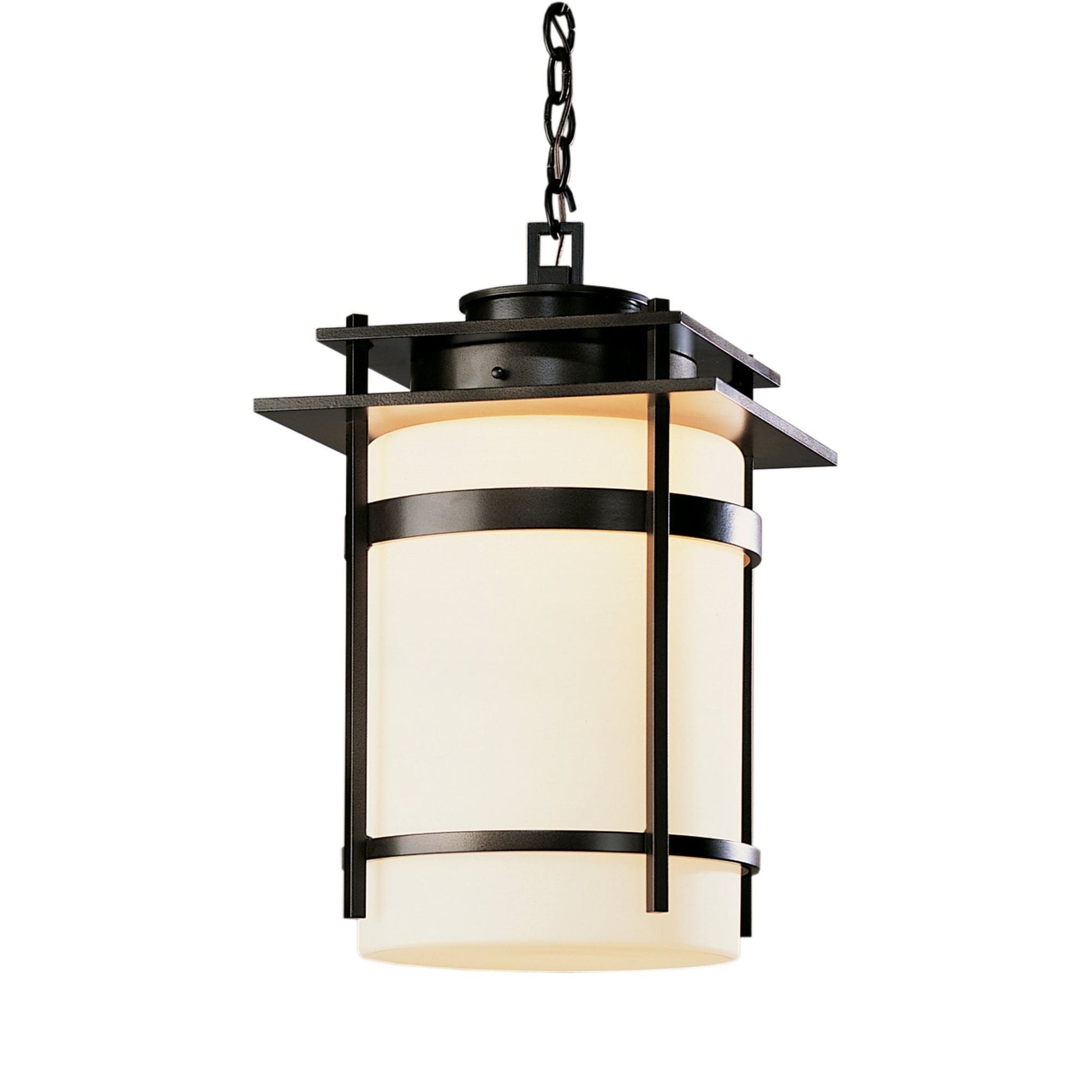 Banded Large Outdoor Fixture 1-Light Opal Glass (GG) in Coastal Black