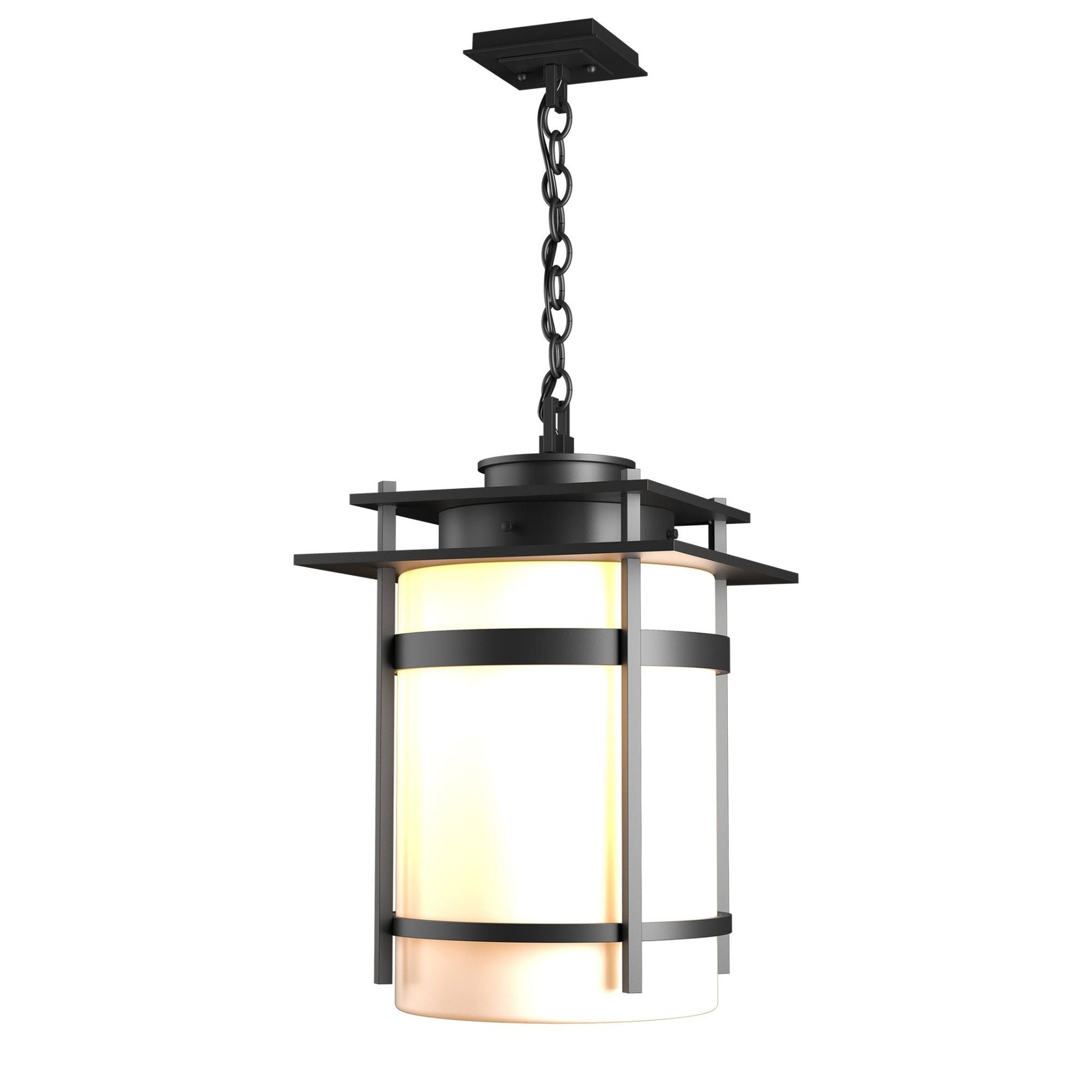 Banded Large Outdoor Fixture 1-Light Opal Glass (GG) in Coastal Black