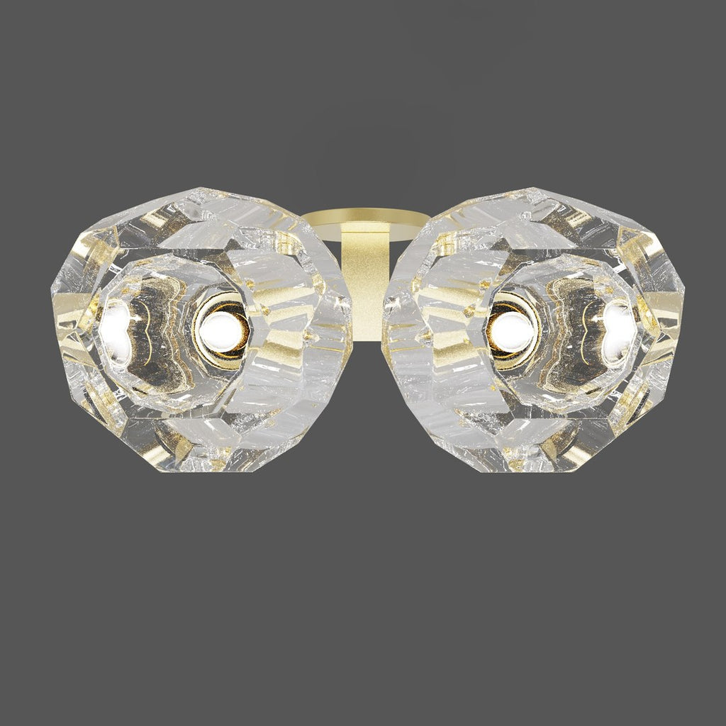 Boule De Crystal Ball Clear/Smoke Glass Grand Double Head Wall Sconce