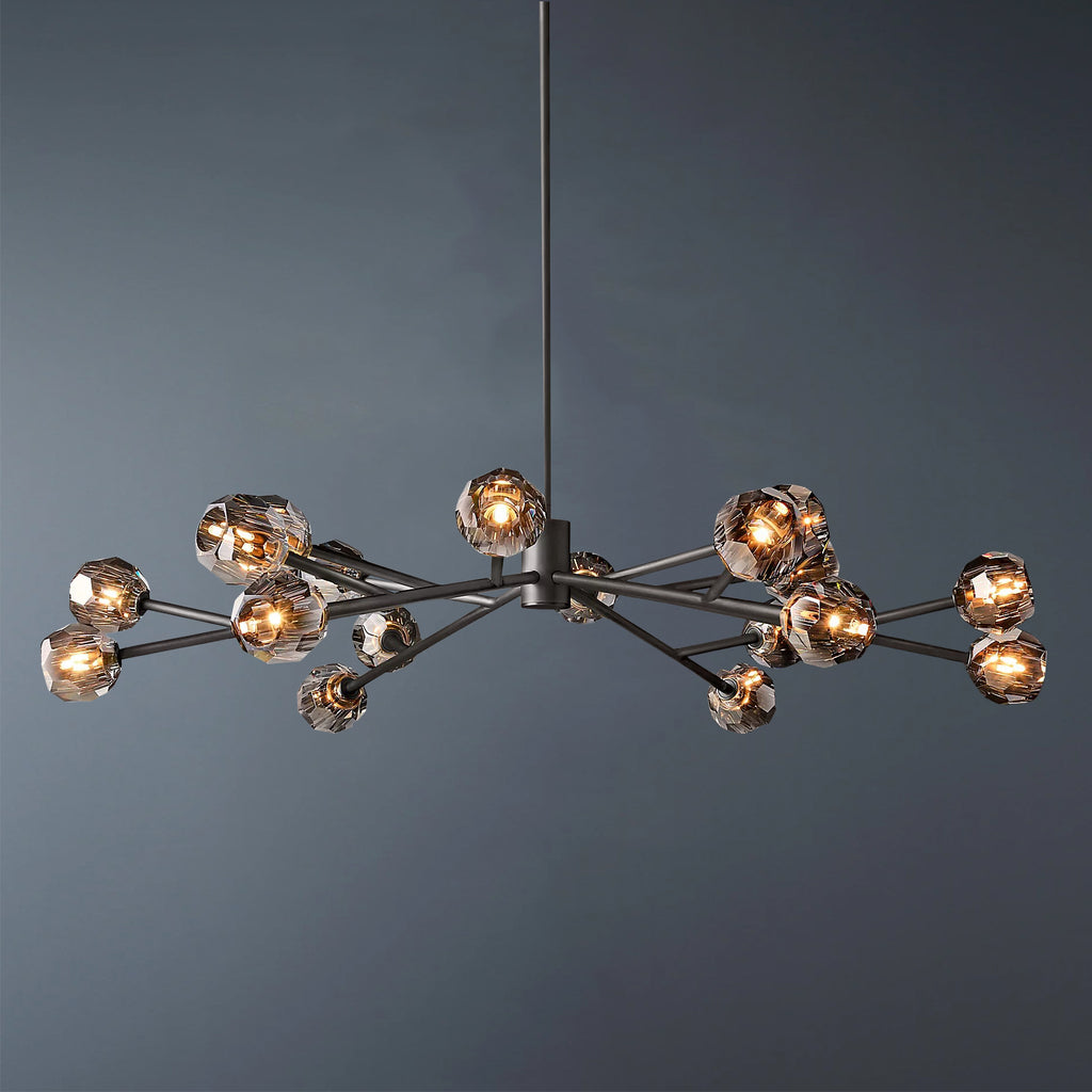 Boule De Crystal Ball Smoke Glass Round Chandelier 60"