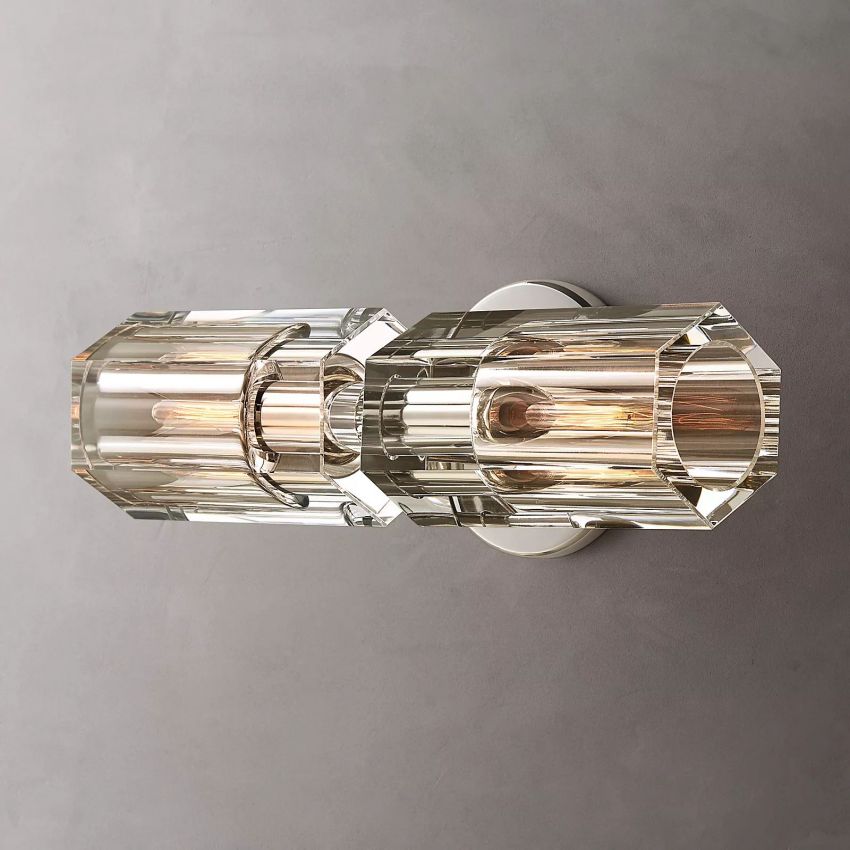 Bamcee Double Head K9 Crystal Linear Wall Sconce Modern Wall Lamp