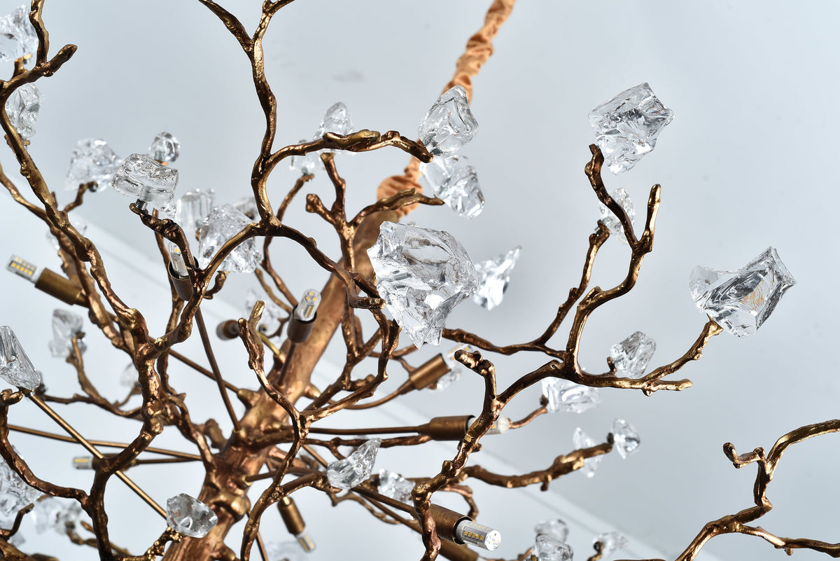 Branching Gemstone Brass Round Chandelier