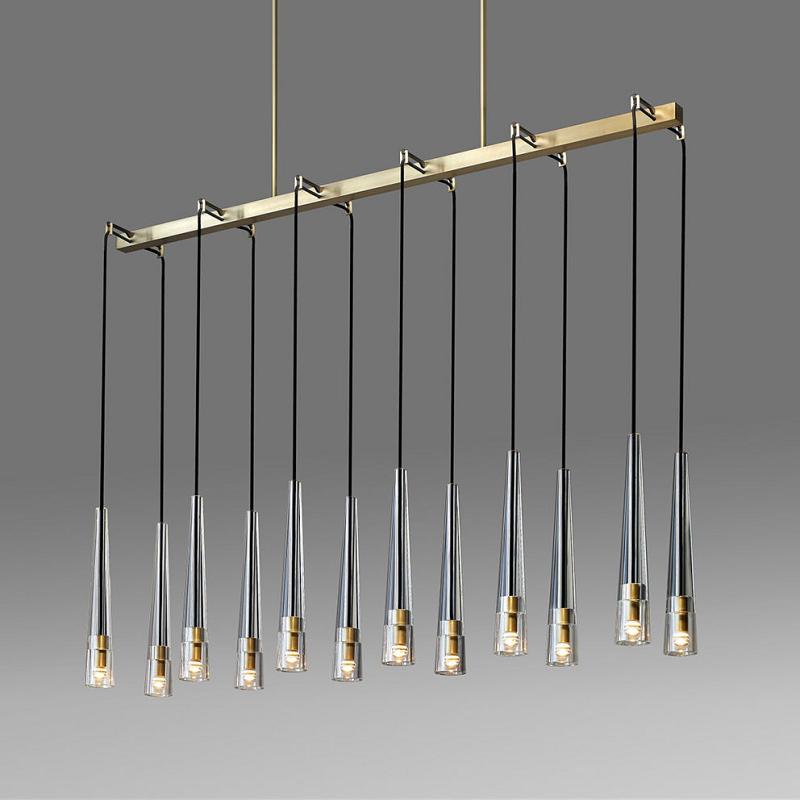 Apollin Linear Crystal Shades Chandelier For Kitchen Island Chandelier