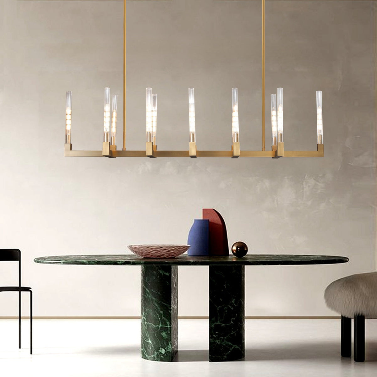 Cannele Linear Chandelier 55" For Kitchen Island