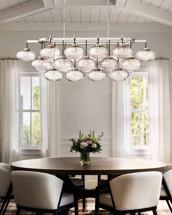 Curvette Clear Glass Linear Chandelier 72"