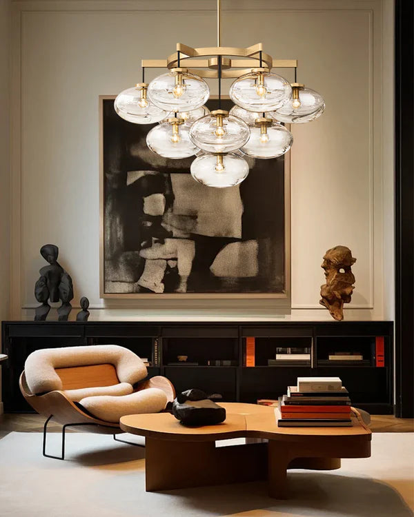 Curvette Clear Glass Round Chandelier 48"