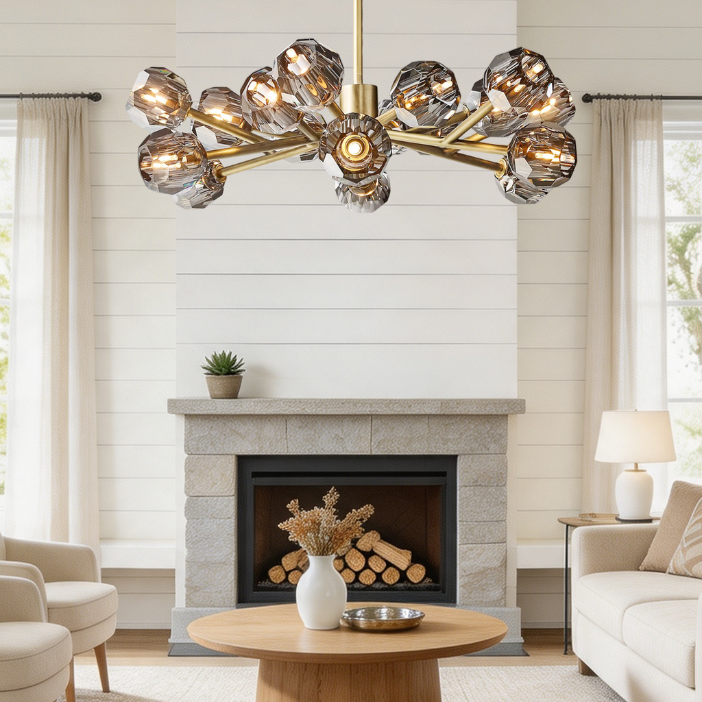 Boule De Crystal Ball Smoky Glass Round Chandelier 36"