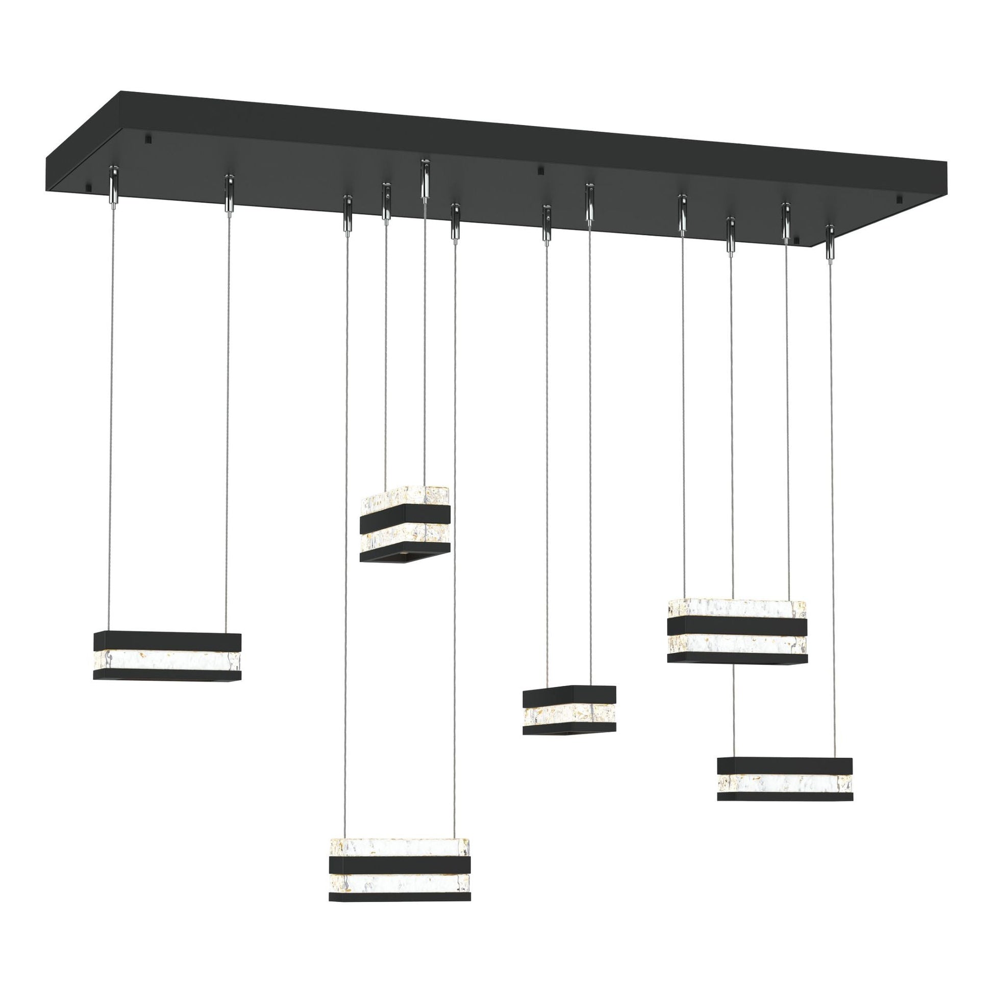 Stacks 6-Light LED Pendant LED Clear Glass (ZM) in Black
