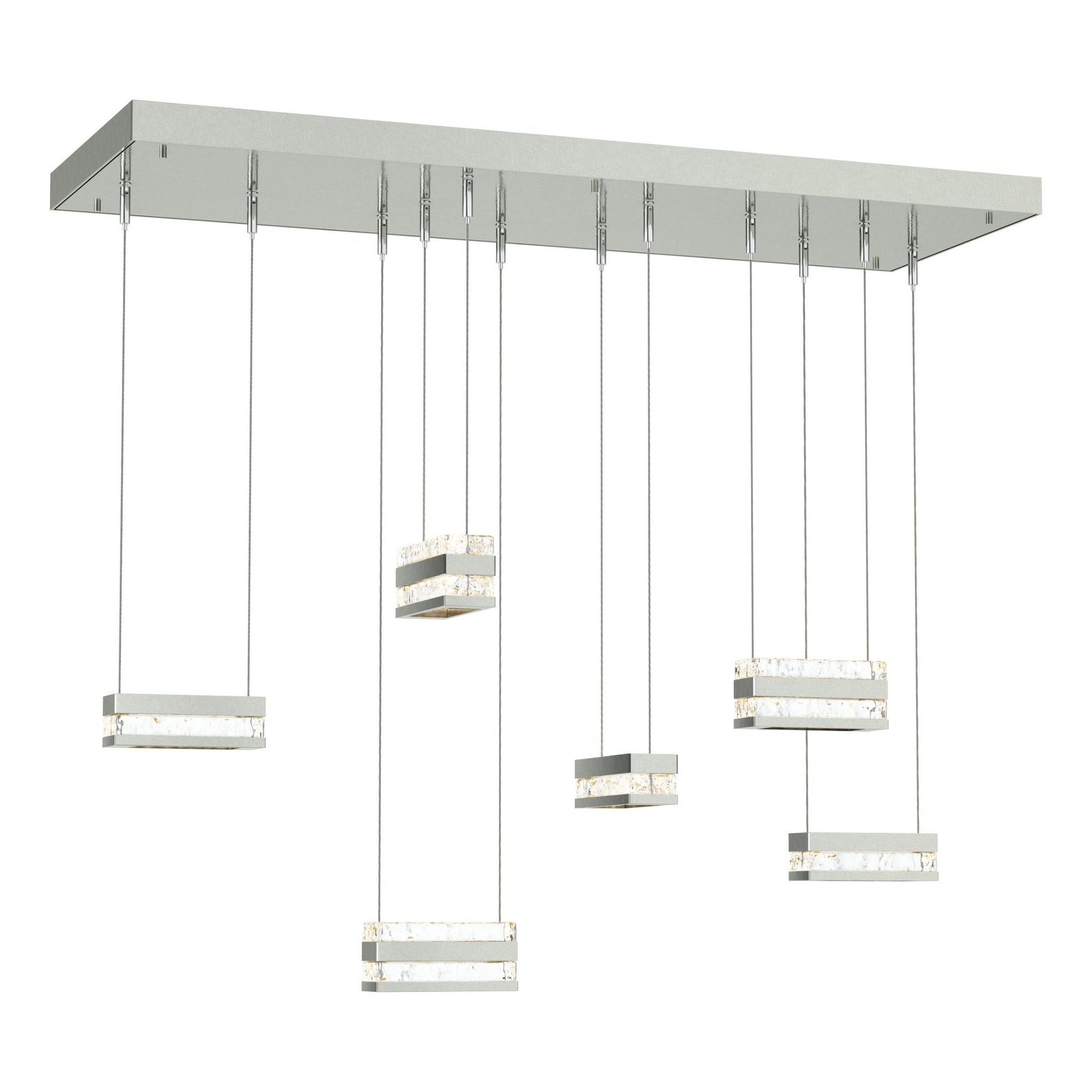 Stacks 6-Light LED Pendant LED Clear Glass (ZM) in Sterling