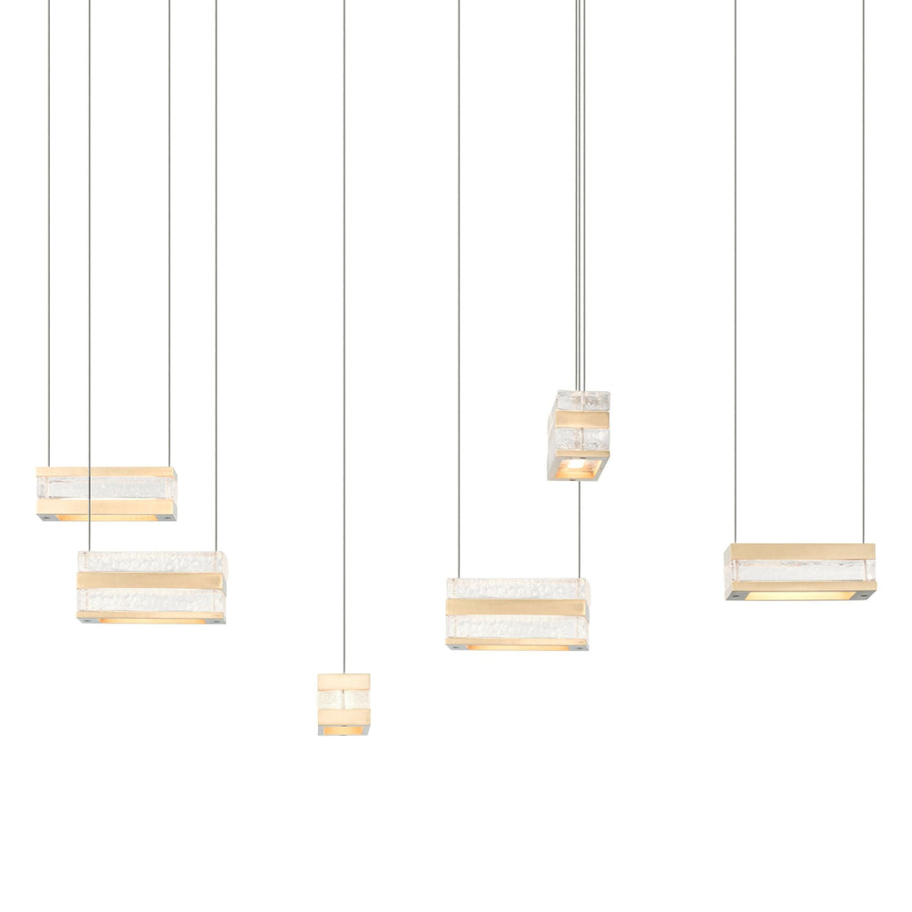 Stacks 6-Light LED Pendant LED Clear Glass (ZM) in Modern Brass