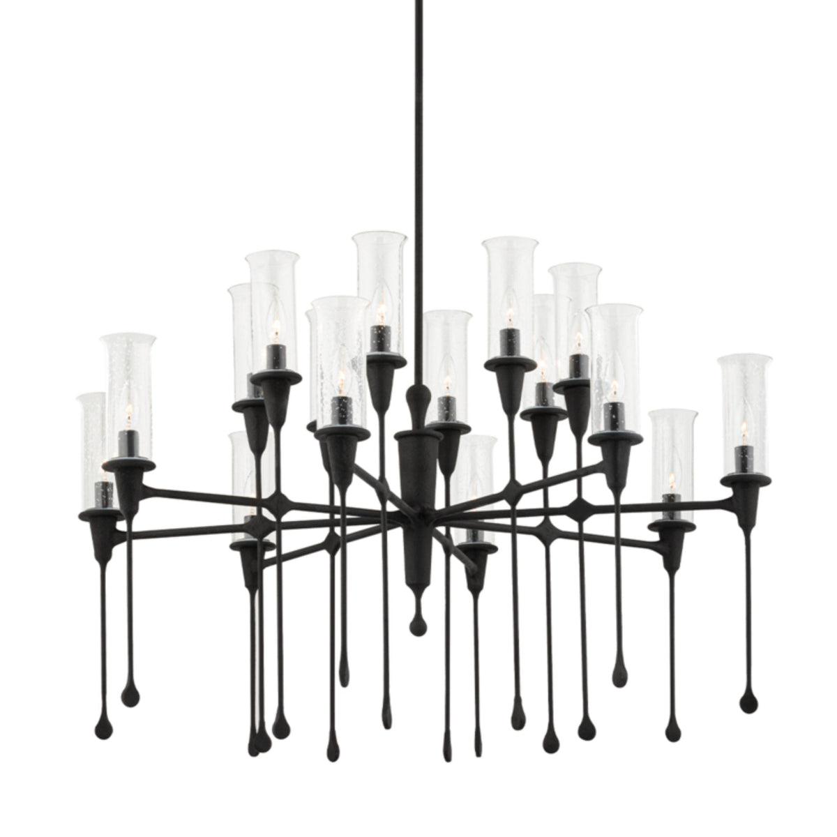 Chisel 16-Light Chandelier in Black Iron 41.25L x 41.25W x 28H
