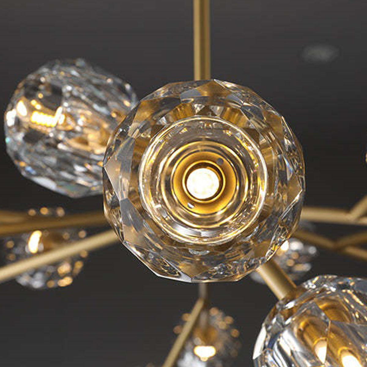 Boule De Crystal Ball Smoke Glass Round Chandelier 36"
