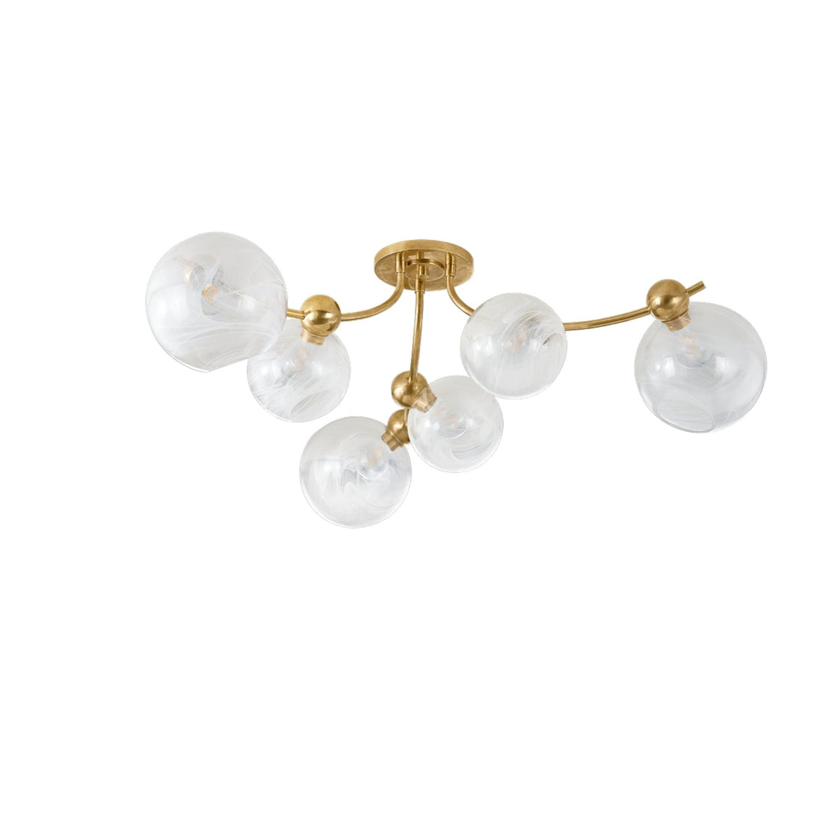 ASTRAIA 6-Light Semi Flush in Vintage Brass 54L x 54W x 13.25H